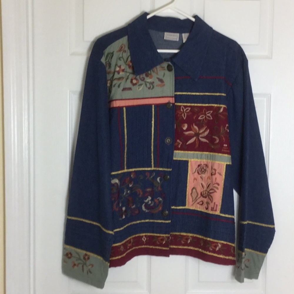 Denim Jacket Embroidered Patchwork floral